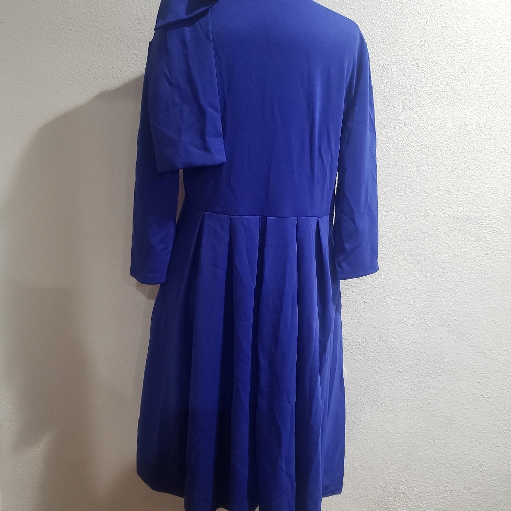 NWOT - Blue Bow Shoulder Dress - Picture 3 of 4